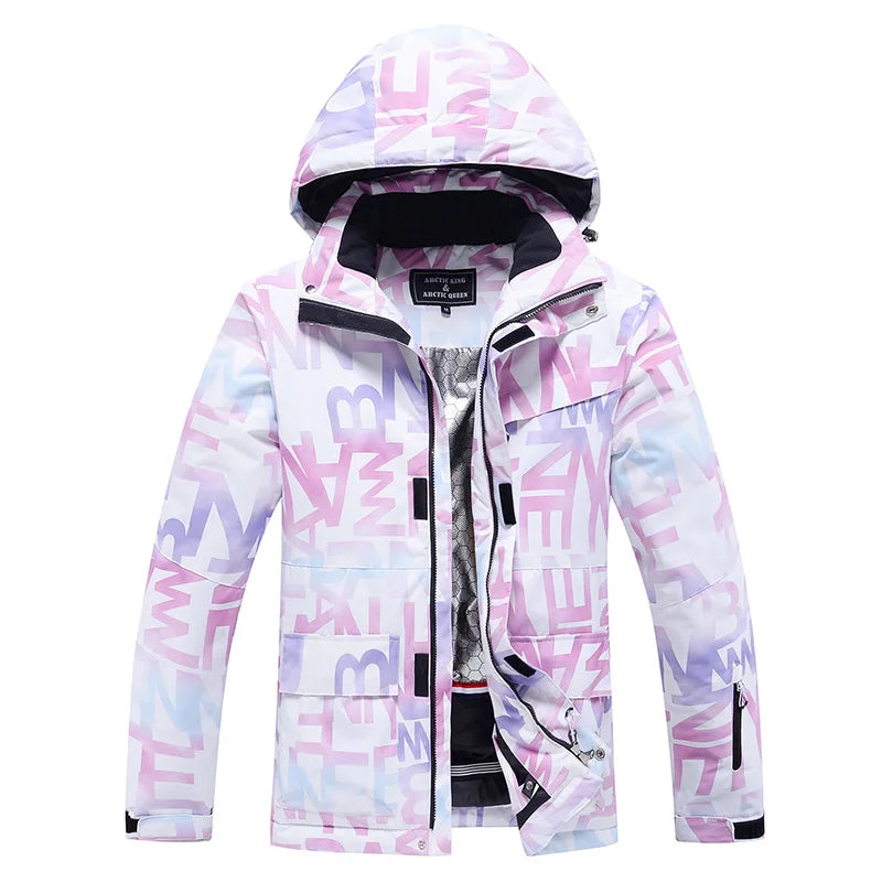 New Fashion Letter Women Ski Suit Winter Windproof Waterproof Snowboarding Jacket and Pants Snow Walking Clothes Female Snowsuit