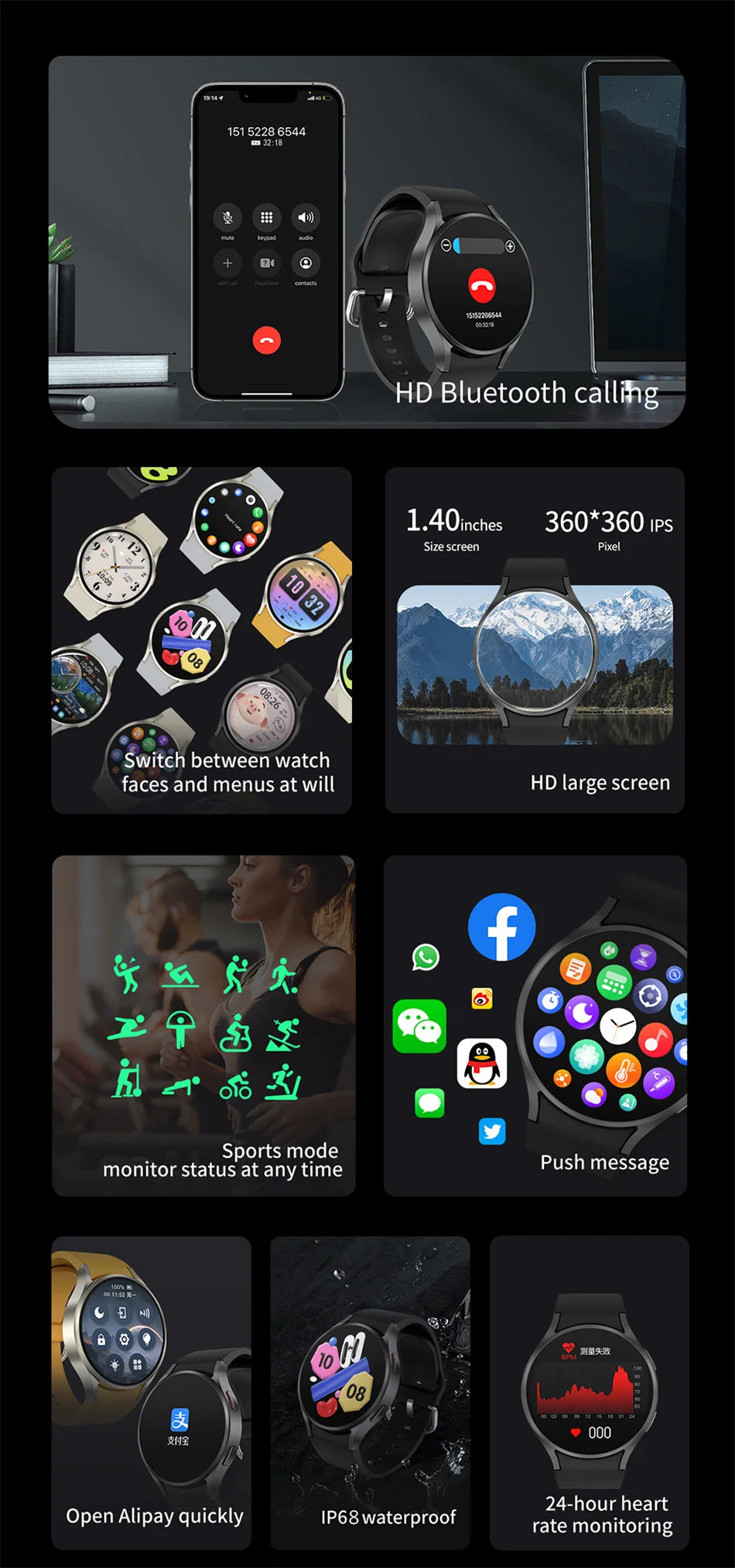2025 New Bluetooth Call Smart Watch 6 Classic Men AMOLED HD Screen AI Voice Assistant Bluetooth Call NFC GPS Smartwatch Women