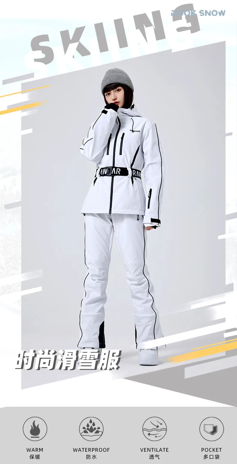 MUTUSNOW Winter Breathable Women's Ski Strap Pants Windproof Waterproof Snowboarding Trousers Outdoor Female Slim Ski Pants