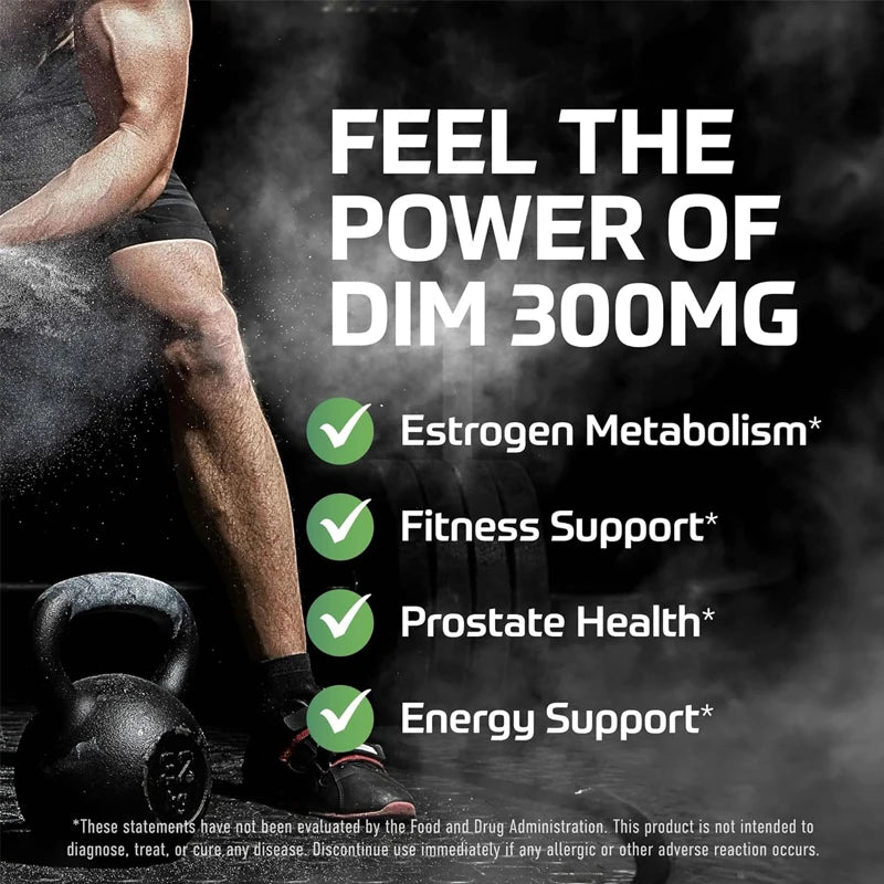 DIM 300mg men, estrogen blockers and aromatase inhibitors | Men's hormone balance and fitness booster supplement 60 capsules