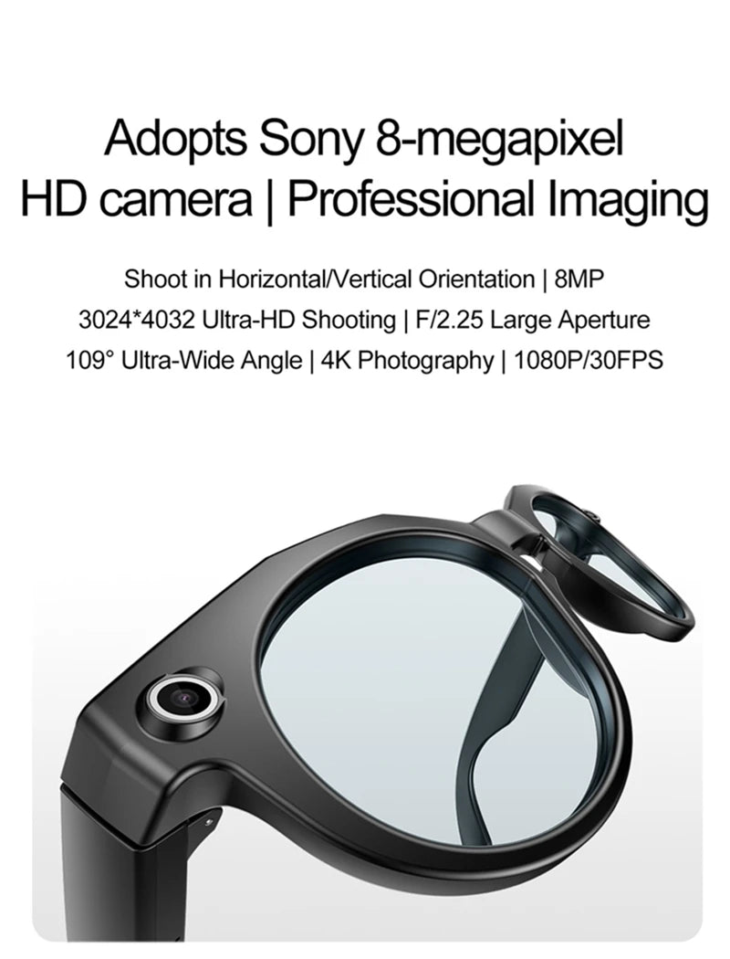 Lenovo 8K HD Smart Glasses Bluetooth music listening Voice Assistant Control 800MP Camera Bluetooth Call Translation Sunglasses
