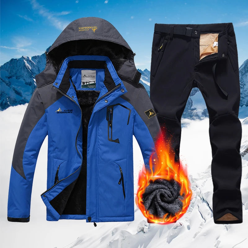 Winter Ski Suit Men Snowboard Fleece Jacket Pants Thicken Warm Waterproof Windproof Skiing And Snowboarding Sets Snow Suits Male