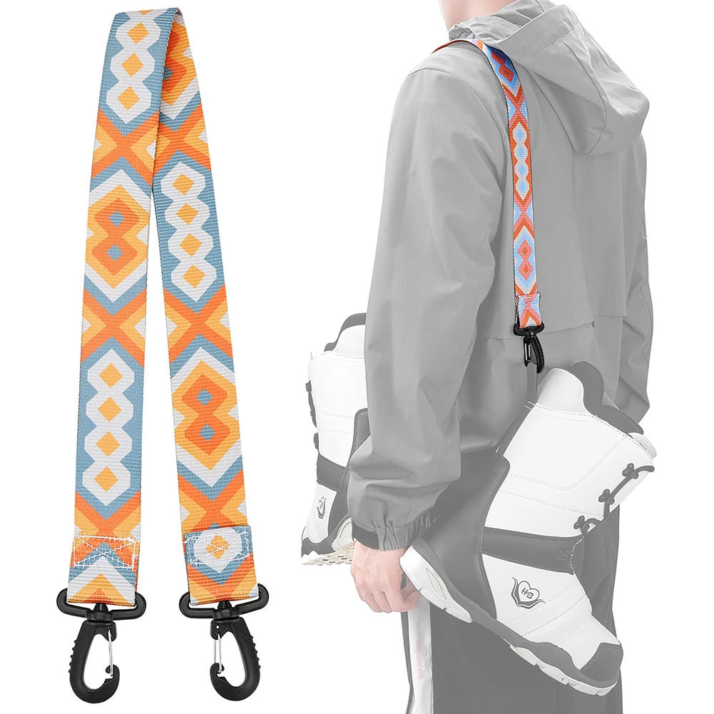 Nylon Skiing Pole Shoulder Hand Carrier Adjustable Lash Handle Straps Buck Hook Loop Protecting Black Nylon Ski Handle Strap Bag