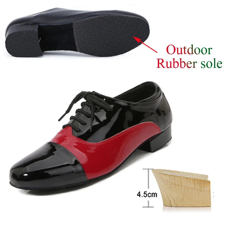 Men's Latin Dance Shoes, Classic Black and White Men's Dance Shoes, Modern Dance Performance Competitions, Sports Shoes