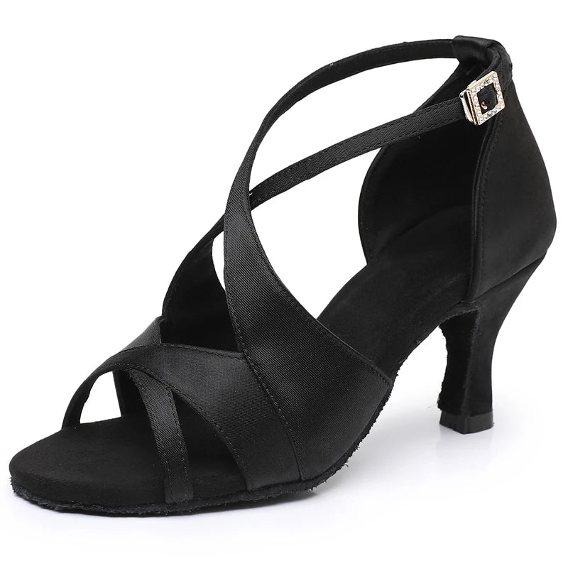 Latin Dance Shoes For Women Adults Soft Satin Breathable Sneakers Performance Shoes Cha Cha Fashion Social Dance Shoes Satin