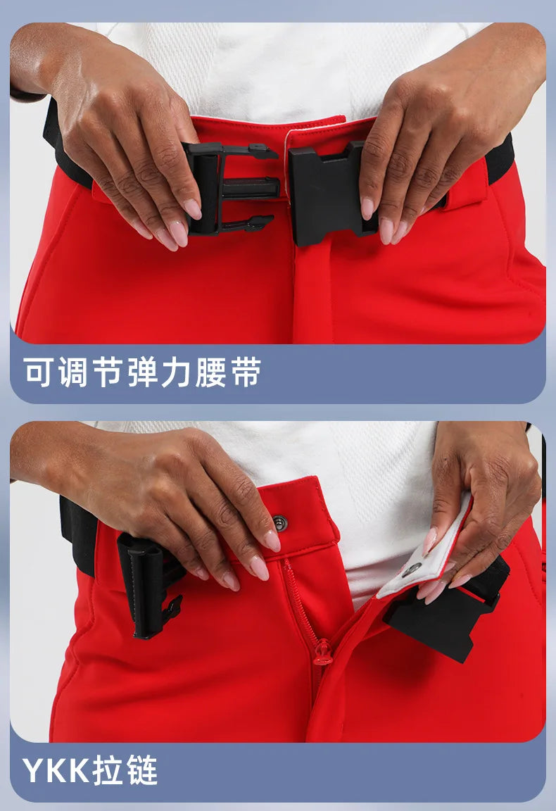 Ski pants New women's double-board 스노우보드복 slimming windproof waterproof thickened warm and elastic sports snow pants