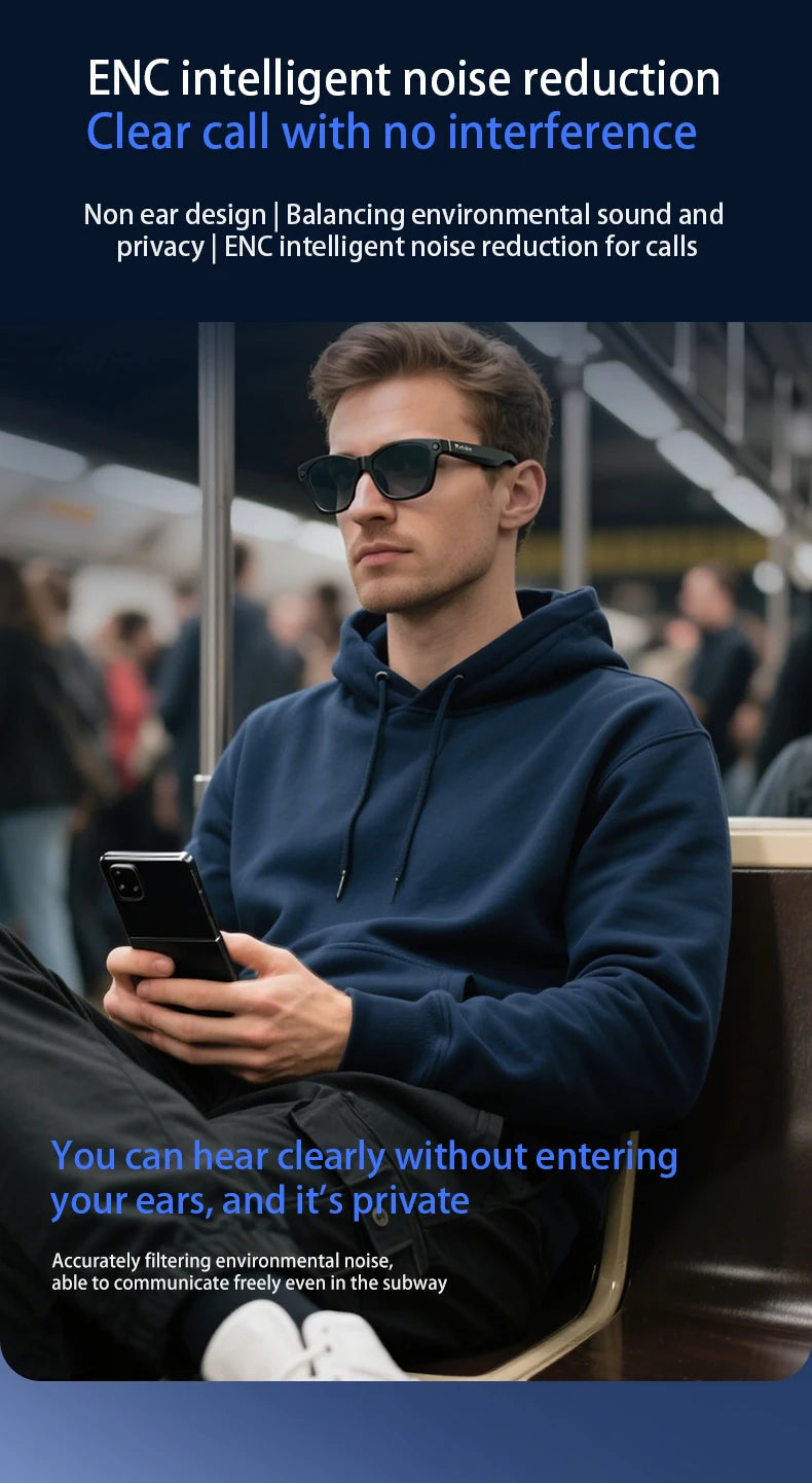 Blackview BV100 Smart Glasses, HD Camera,Bluetooth 5.4,220mAh Battery,Stereo Bass Speakers,Noise Cancelling Mic,Wear Detection
