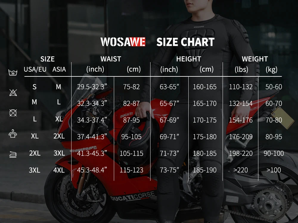WOSAWE Motorcycle Compression Pants with CE Certified Pads Off-road Motocross Motorbike Riding Breathable Protective Trousers