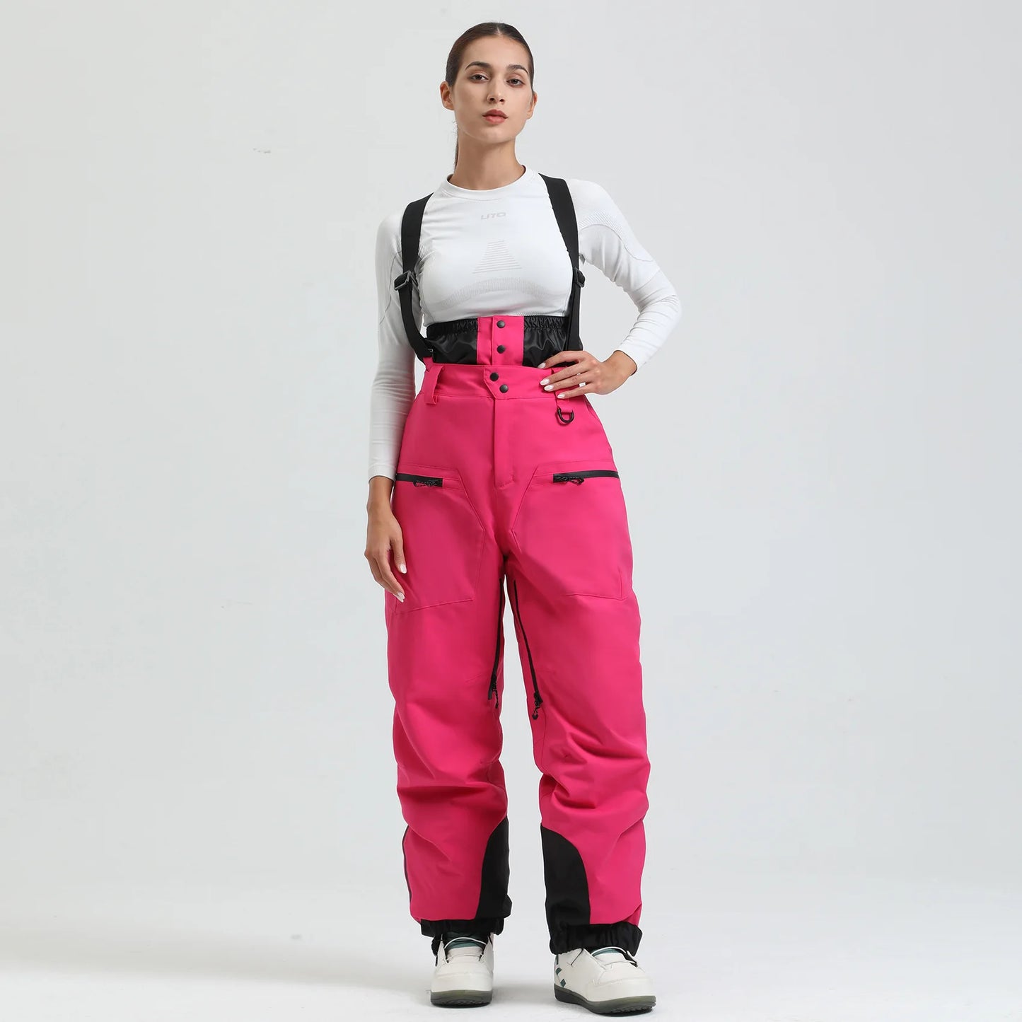 Gsou Outdoor Sport Mountain Female Ski Pants Winter Waterproof Men Women Snowboard Overalls Suspender Snowpants Warmth -40 degre