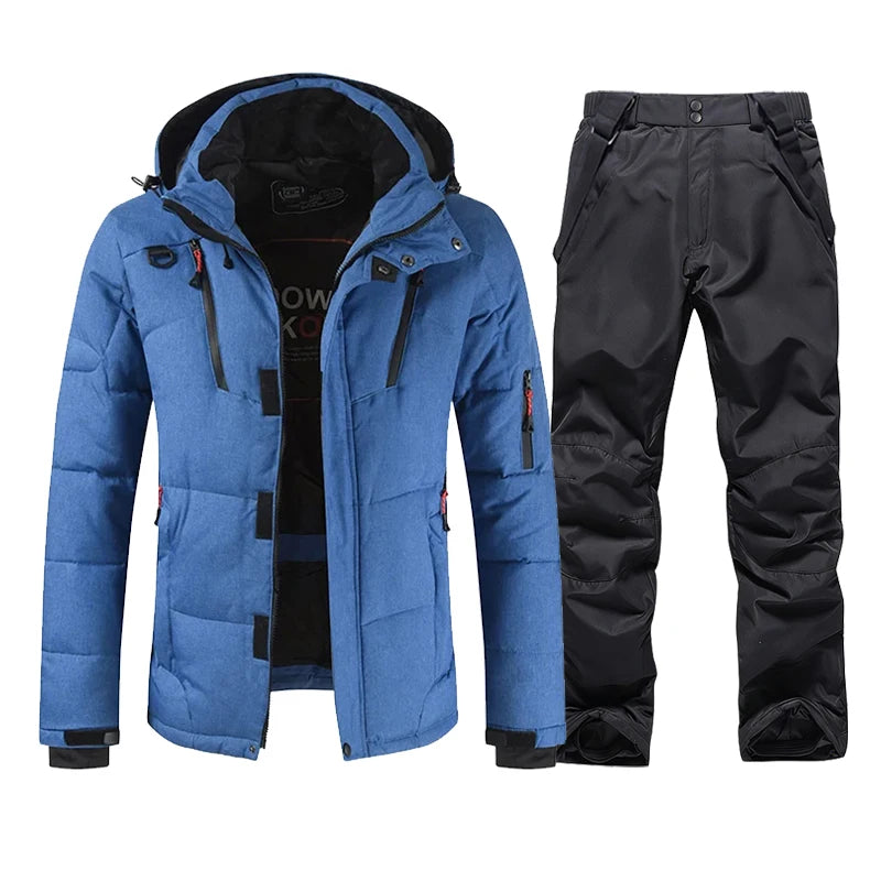 Winter Ski Suit Men Snow Parkas Warm Windproof Outdoor Sports Skiing Down Jackets and Pants Male Snowboard Wear Overalls