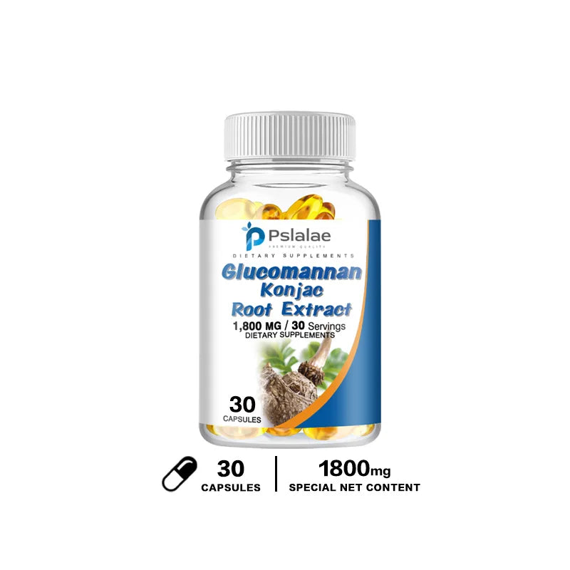 Glucomannan Capsules - Natural Source of Fiber - Gastrointestinal Health, Appetite Suppression, Weight Management