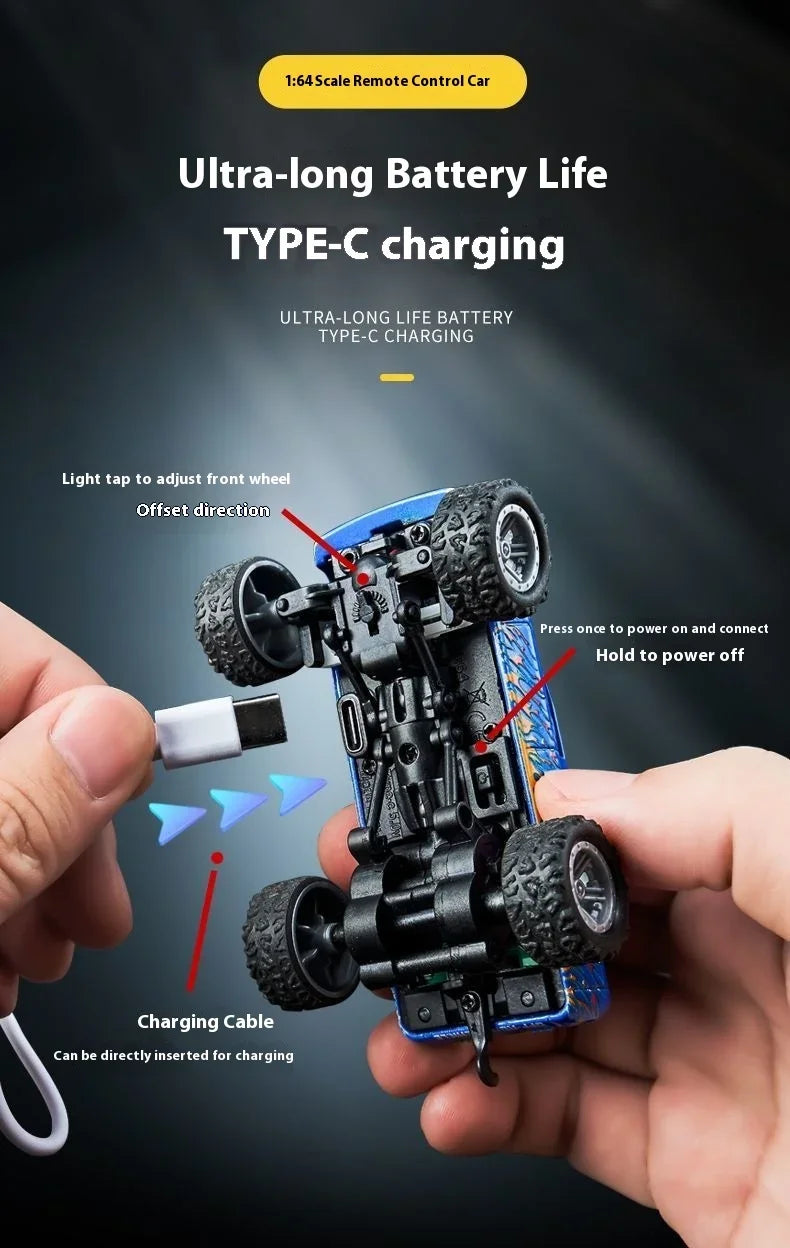 New RC Car MINI Alloy 1/64 Remote Control Car Convenient to Carry 60 Minutes of Work Time Children's Gifts Electronic Toys