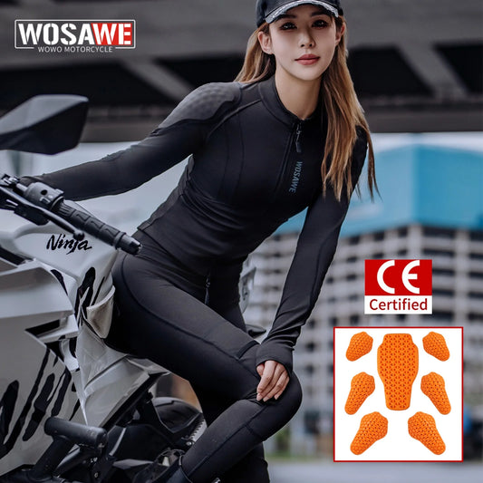 WOSAWE Women Motorcycle Jacket Lady Full Body Armor Set CE Certified Summer Riding Safety Jacket Pants Built-in Protective Pads