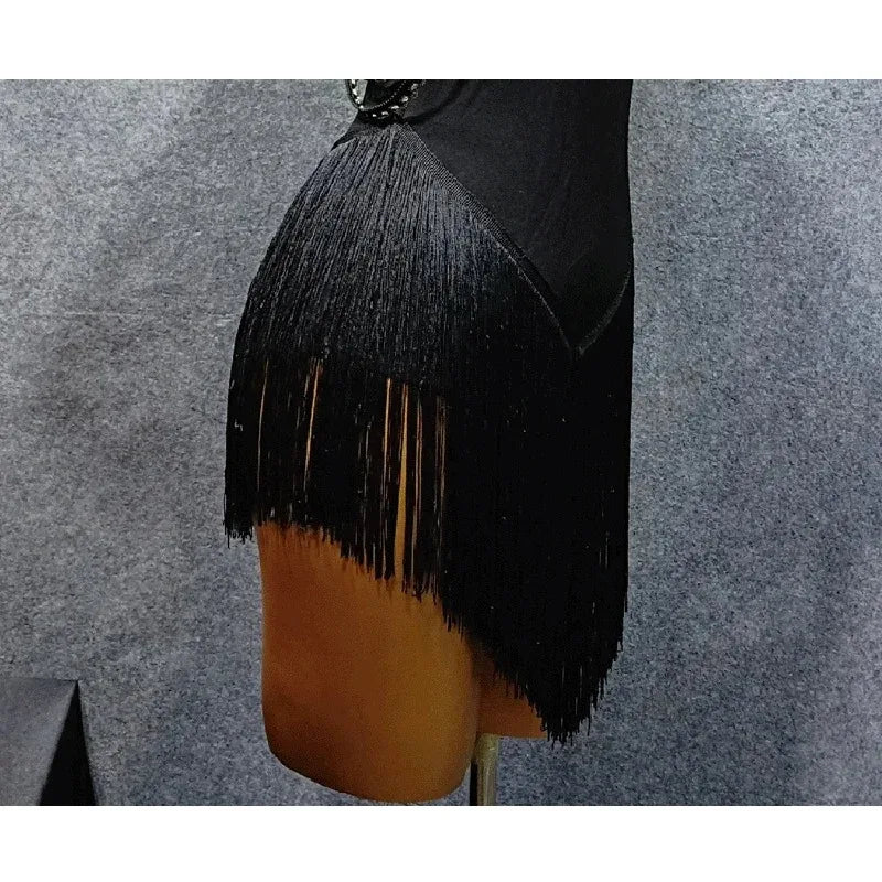 Sexy Latin Dance Dress Women Latina Salsa Latin Dance Competition Dresses Fringe Tassels Hem Backless