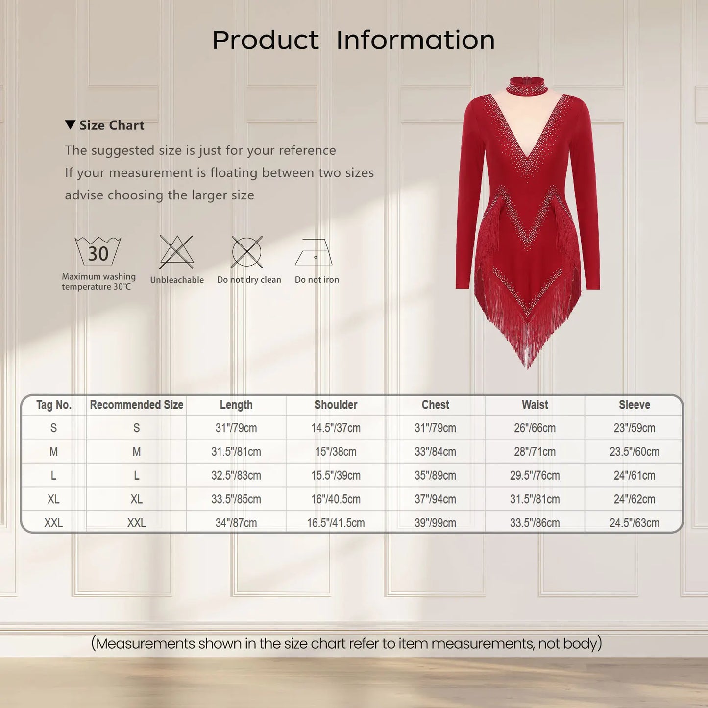 Womens Tassel Latin Tango Samba Dance Dresses Stage Performance Costume Long Sleeve Irregular Hem Shiny Rhinestones Dance Dress