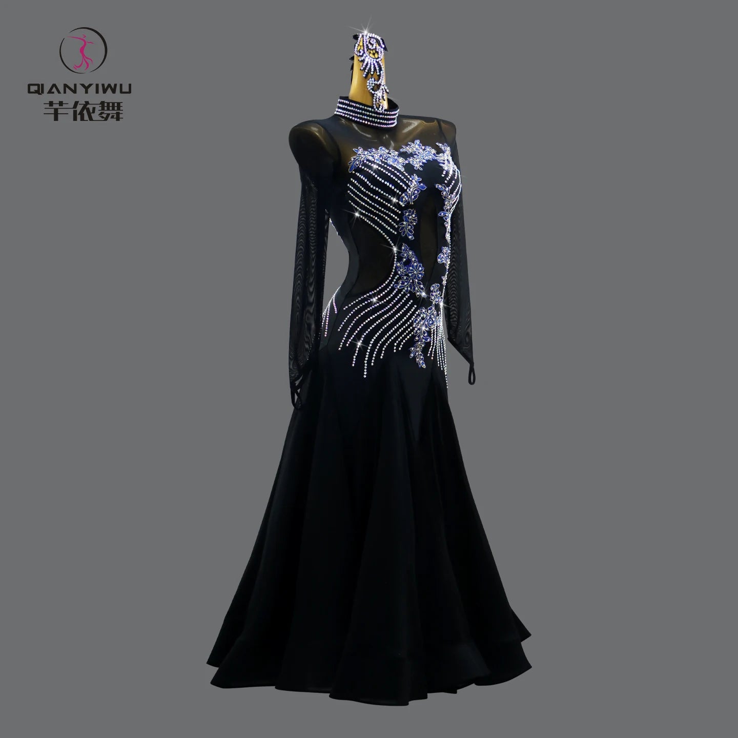 Girls Evening Dress Jazz Waltz Clothes Competition Stand Dance Sets Ballroom Suit 2026 Modern Match Women Dancewear Long Sleeves