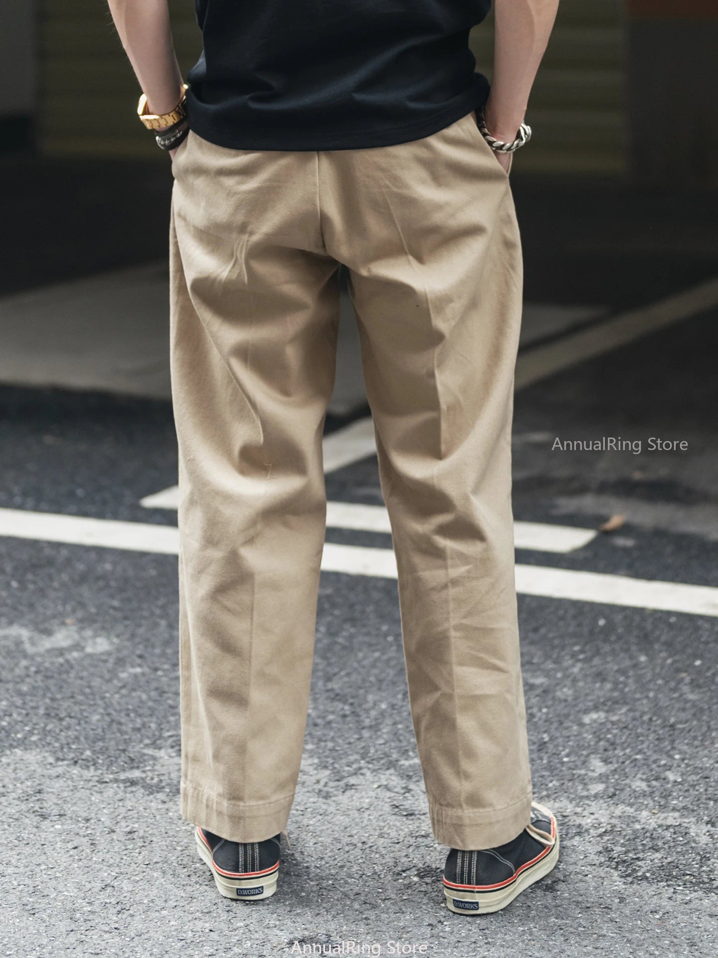 Non Stock French Army M-52 Chino Pants Men's Double Pleated Twill Casual Trousers Straight Leg