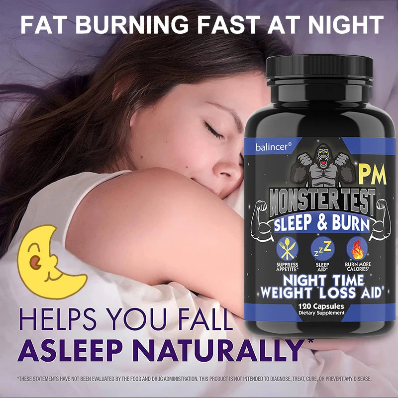 Nighttime Fat Burning Supplement - with Natural Plant Extracts & Magnesium, Zinc, Weight Management, Unisex