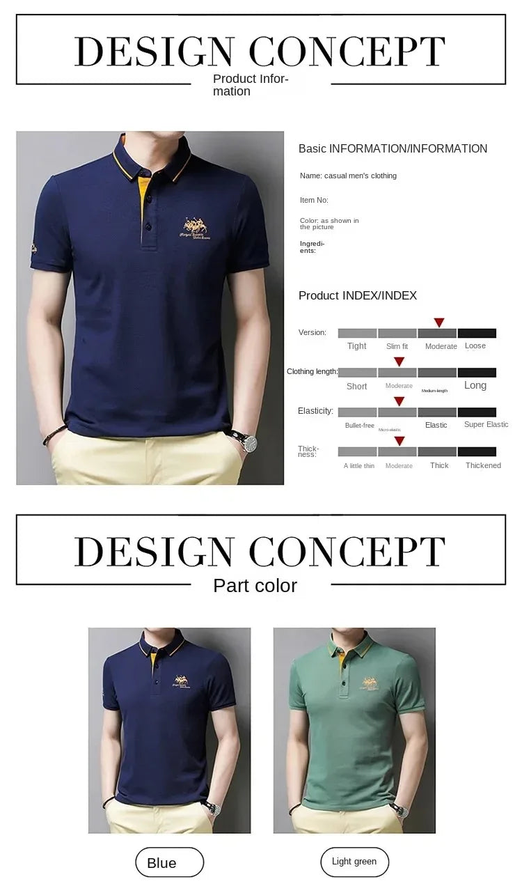 Summer Mens Short Sleeve Embroidered Polo Shirts Breathable Lightweight Shirt Luxury Top Casual Lapel T-shirt Men T Shirt Homme