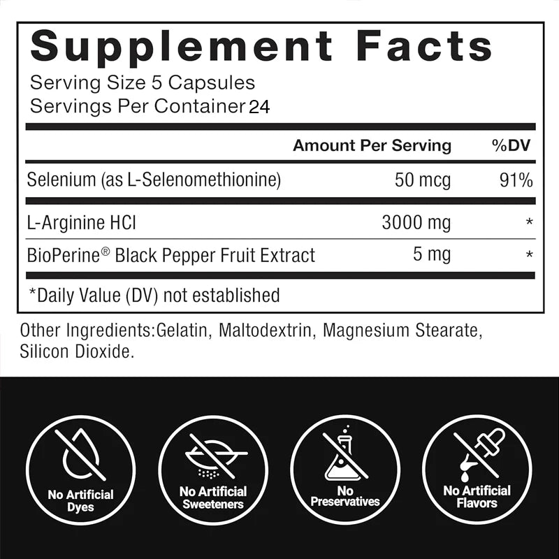L-Arginine 3000MG - Helps Strengthen Muscles, Promote Blood Flow and Nutrient Delivery, and Improve Athletic Performance