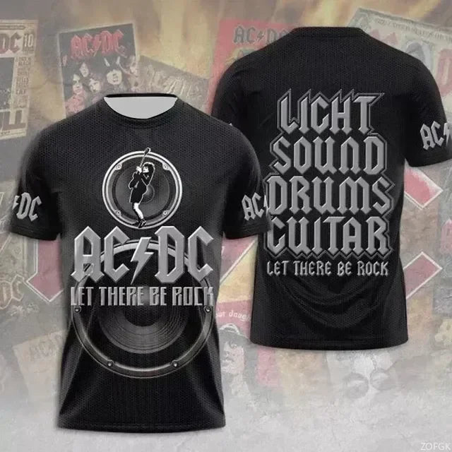 Men's Rock Band T-shirt Summer Trend Street Round Neck Short Sleeved Tops Loose Unisex Clothing