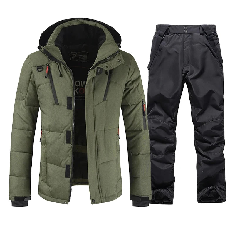 Winter Ski Suit Men Snow Parkas Warm Windproof Outdoor Sports Skiing Down Jackets and Pants Male Snowboard Wear Overalls