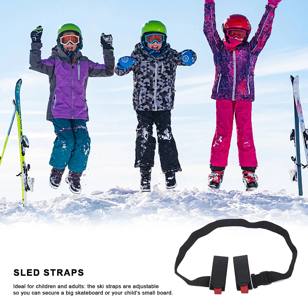 Nylon Skiing Pole Shoulder Hand Carrier Adjustable Lash Handle Straps Buck Hook Loop Protecting Black Nylon Ski Handle Strap Bag