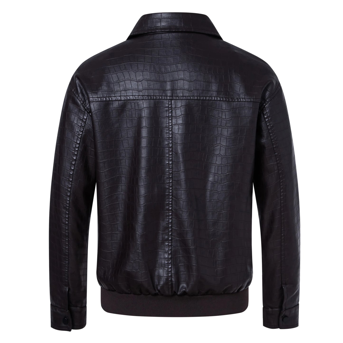 Men's faux crocodile PU leather jacket with vintage lapels