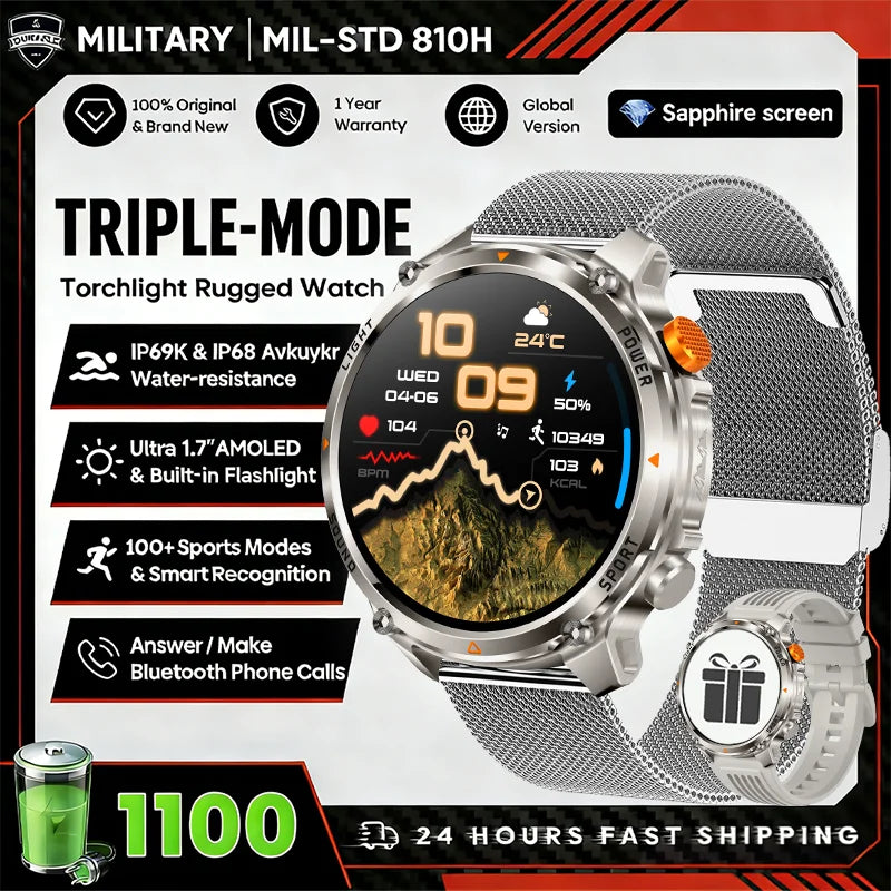 New T-Rex3 Ultra 1100mAh Battery Smart Watch GPS Track Compass IP69K Waterproof Sports tracker Outdoors Military Smartwatches
