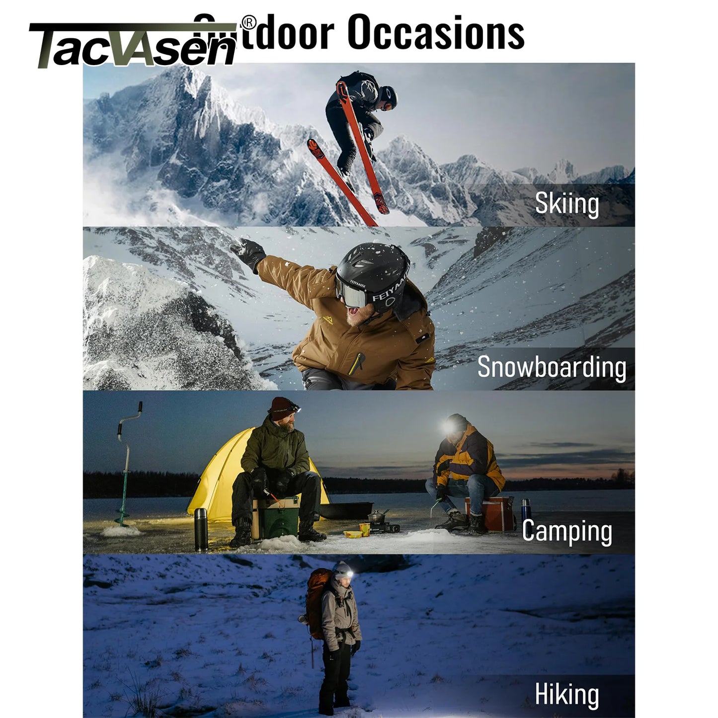 TACVASEN Winter Fleece Lining Jackets Waterproof Mens Ski Snowboard Parka Windproof Removable Hoodie Coats Casual Windbreaker