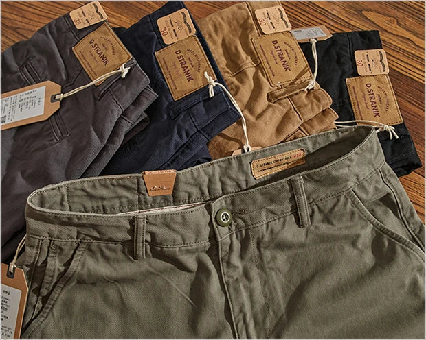 American Retro Workwear Pants Men's Heavyweight Chino Casual Straight Leg Tapered Versatile Cotton Urban Faion Trousers