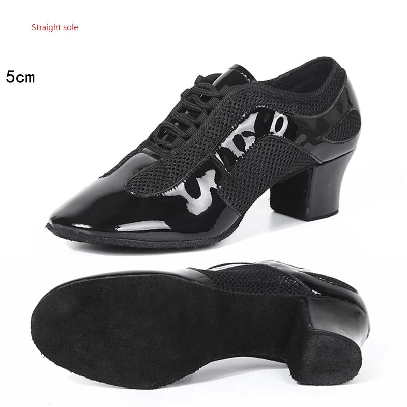 Latin Dance Shoes Adult Men Women Skin Tone Patent Leather Professional Soft Teacher Shoes Square Dance Shoes Ballroom Big Size