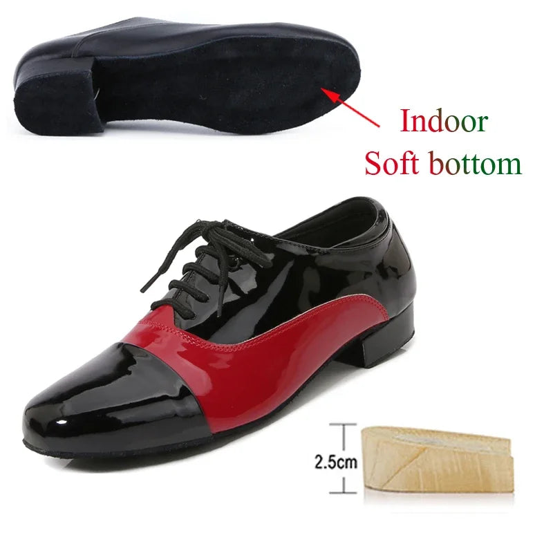 Men's Latin Dance Shoes, Classic Black and White Men's Dance Shoes, Modern Dance Performance Competitions, Sports Shoes