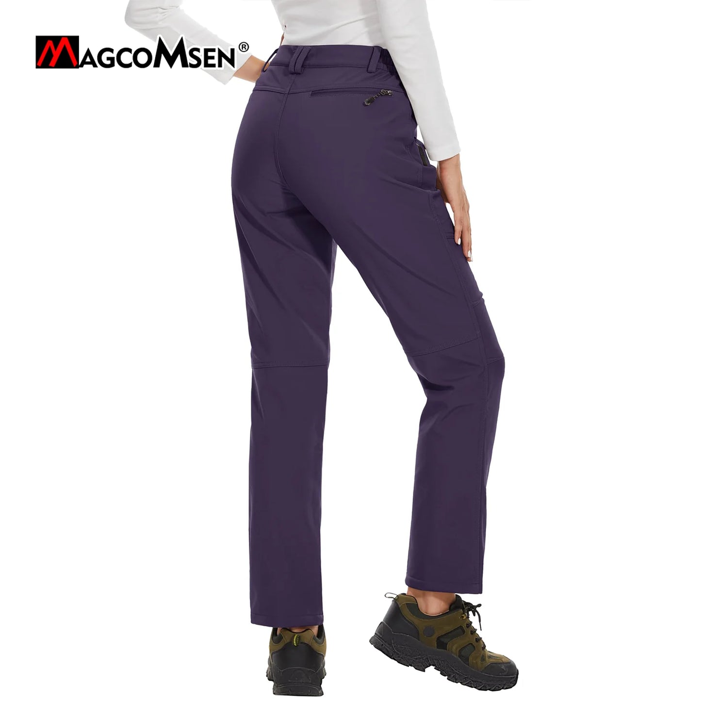 MAGCOMSEN Women's Ski Pants Winter Fleece Lined Waterproof Warm Snow Trekking Hiking Pants Outdoor Trousers Female