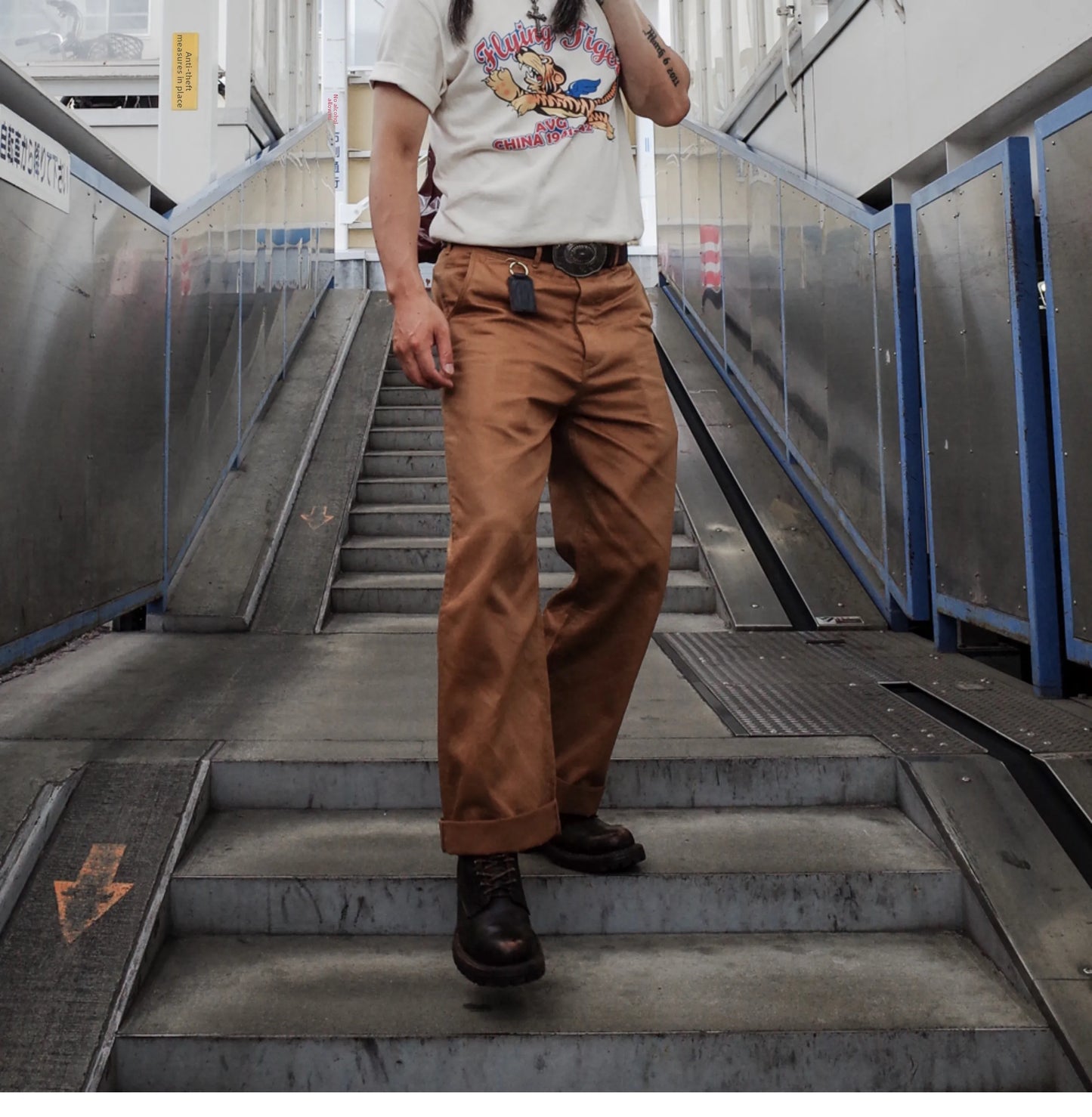 High Waist Wide Leg Khaki Pants American Retro Military Sle Chino Cuffed Double Silk Luster Straight Leg Workwear Trousers
