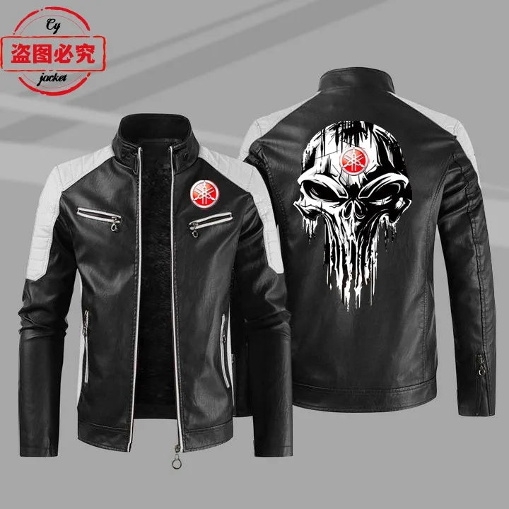 European Size Yamaha Motorcycle Logo Printed Riding Suit PU Leather Jacket Autumn/winter Men's Jacket Racing Suit Workwear