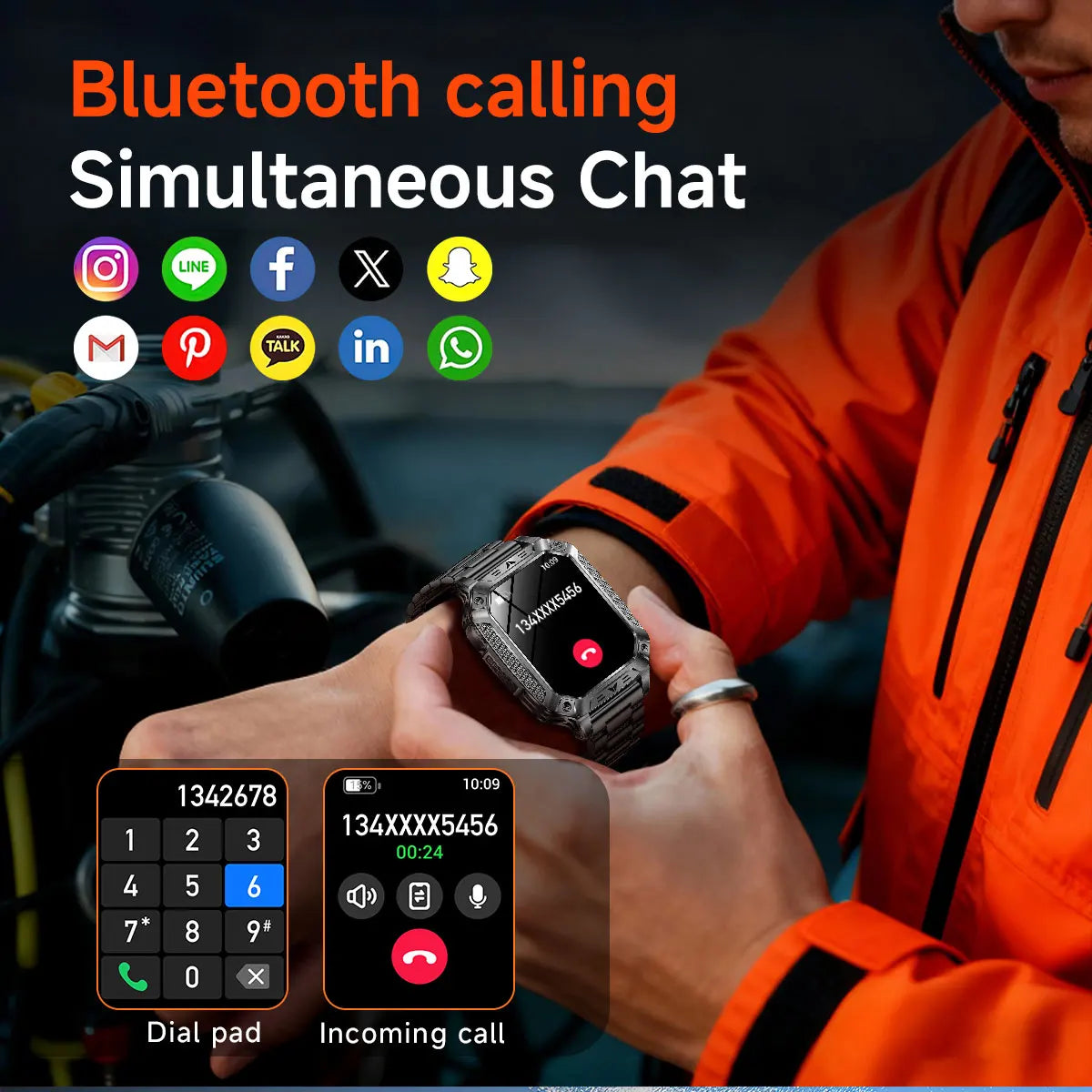 2026 HOT New 1400mAh Large Battery Smart Watch Military Quality 10ATM Waterproof Tactics 100+Sport Bluetooth call SmartWatch Men