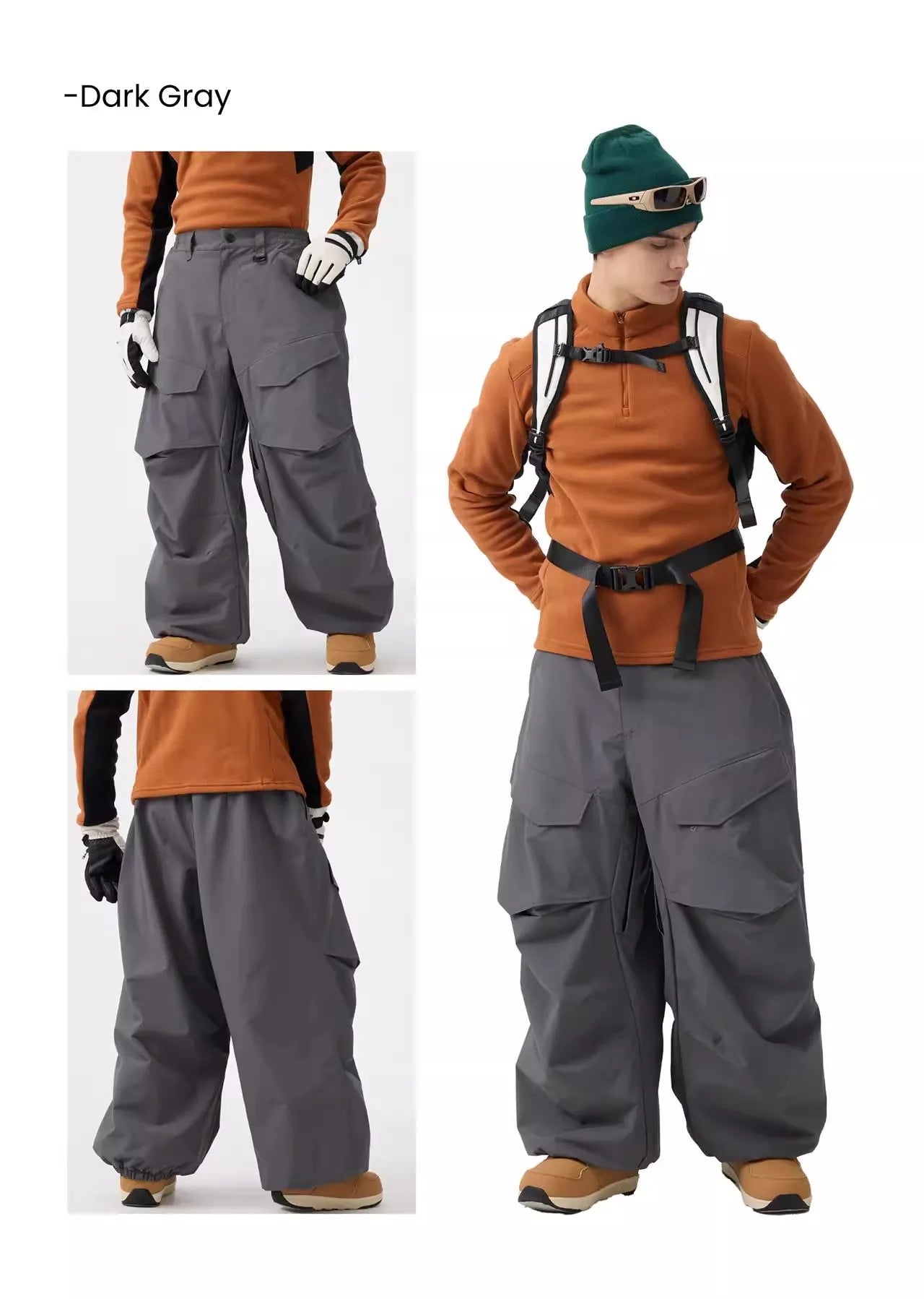 Men Baggy Wear-resistant Skiing Pants Women Insulated Loose Pockets Winter Trousers Outdoor Sports Waterproof Clothes 2025 Warm