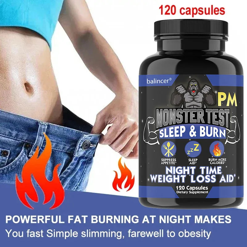 Nighttime Fat Burning Supplement - with Natural Plant Extracts & Magnesium, Zinc, Weight Management, Unisex
