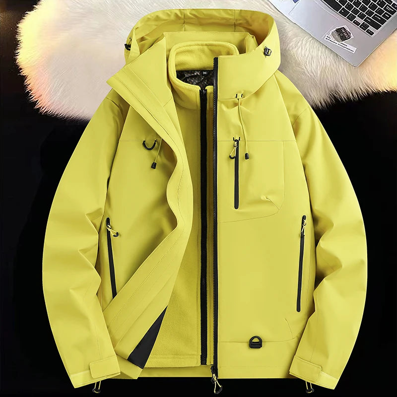 Mountaineering Suit Coat Outdoor Ski Jacket Autumn Winter Three-in-one Windbreaker Men's Women's Couple Three-proof Jacket Men's