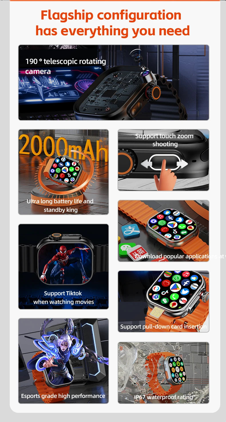 S11 Ultra Smart Watch 2.26 inch Amoled 490*580 Smartwatch With 4G 5G LTE Sim Card Touch encoder GPS precise position 2000Mah