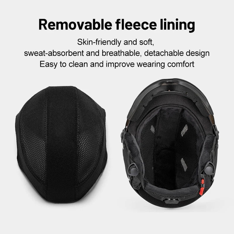 Eastinear Ski Helmet Ski Goggles Helmet Integrated Warm and Anti-collision Outdoor Ski Safety Equipment for Adults and Children