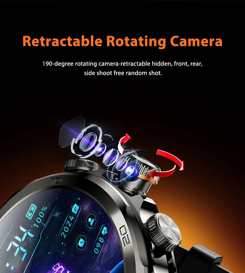 8GB+128GB H19 Smart Watch 1.95-inch Amoled Large Screen 190° Rotary Camera 1900Mah Battery GPS WIFI Android Smartwatch Men Adult