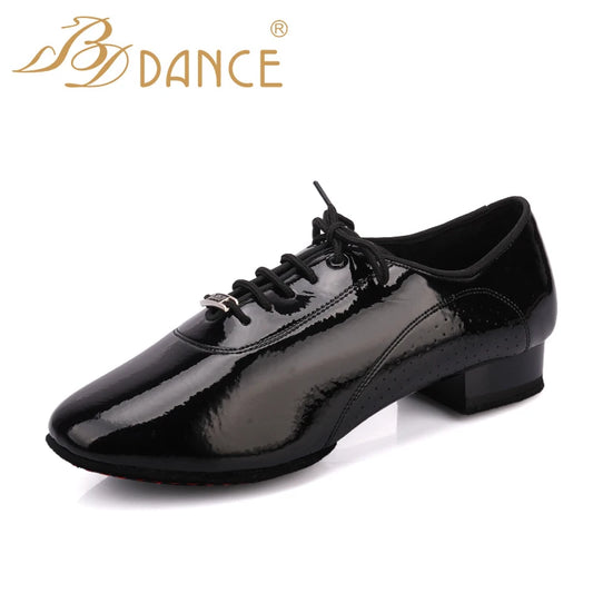 TOP Dance Shoes Latin Shoe Modern  Men Cowhide Two-point Sole Oxford Cloth Grid Pattern Authentic Sock Bag BDDANCE309 Breathable