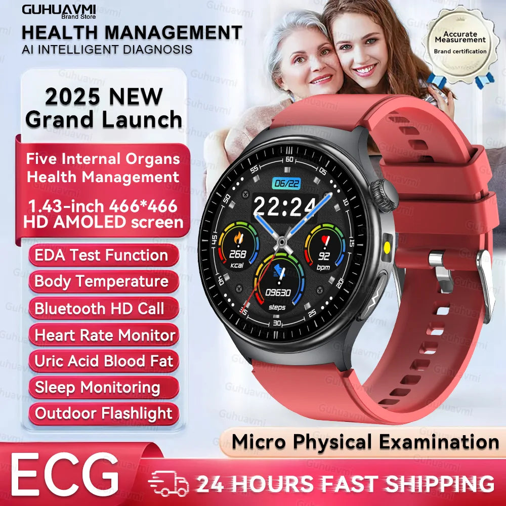 Nursing Grade Health Smartwatches For Men Women Precision Detection Heart Rate Blood Fats Uric Acid Blood Pressure ECG Smart Wat
