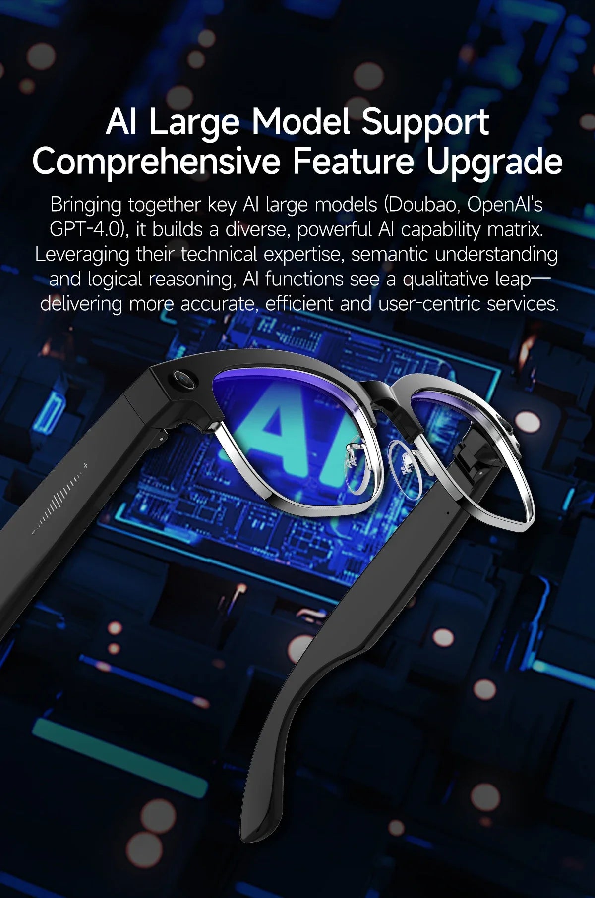 New 4K HD AI Smart Glasses 800w Pixel Multifunctional Camera Ultra Bluetooth Call Voice Assistant Music Player Smart Translation