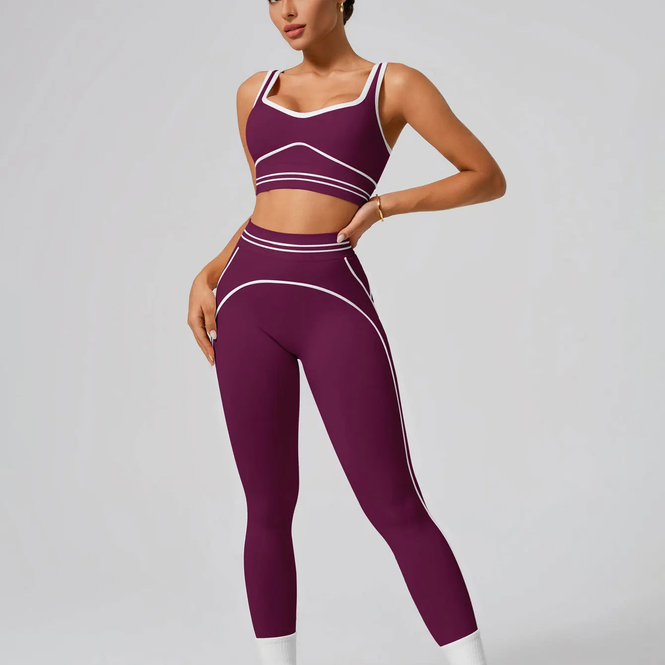Women's Seamless Yoga Set - Sports Bra & High Waist Leggings Activewear for Gym Workout Fitness Exercise Stretch Athletic Outfit