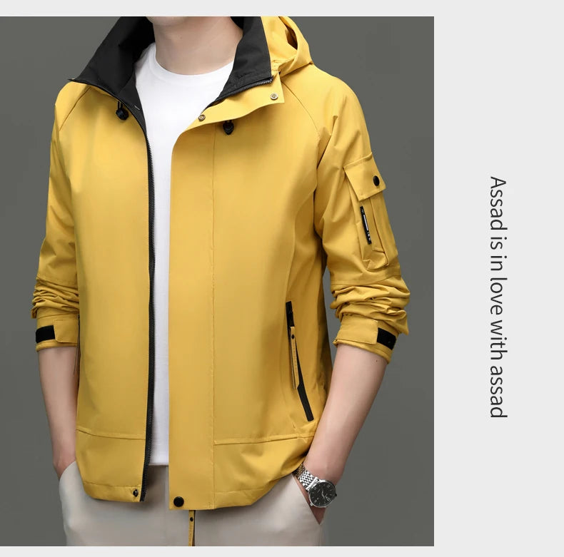 Top Grade Waterproof Designer Men Outdoor Jacket Soft Shell Autumn Windbreaker Casual Sports Coats Detachable Cap Outwear