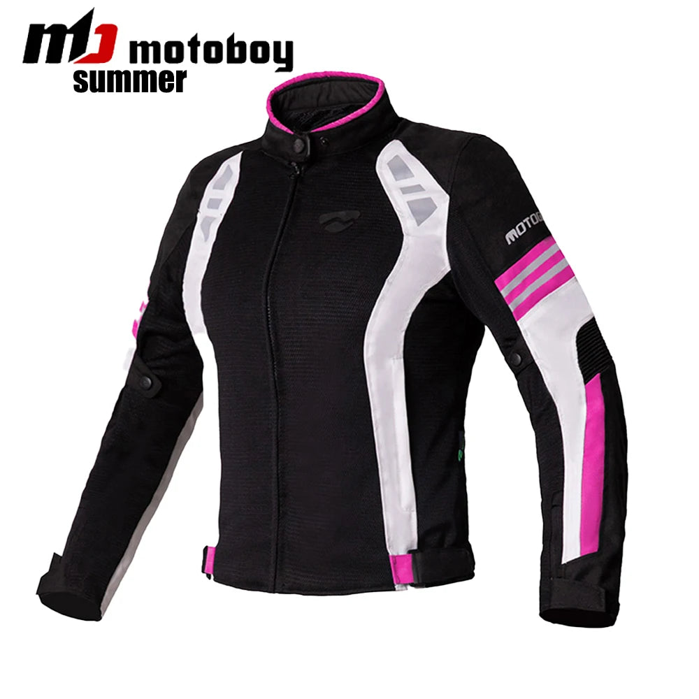 Women Motorcycle Jacket Four Seasons Breathable Lightweight Mesh Cycling Moto Jacket Protector Motocross Suit CE Protective