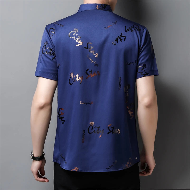 Men's Business Casual Short Sleeve Shirt New No Iron Wrinkle Resistant Top Easy Care Comfortable Fit for Office And Work
